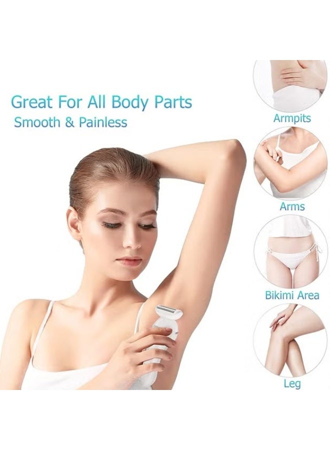 EETU Electric Razor For Women,Portable Waterproof Ladies Electric Shaver Wet And Dry,Painless 3 in 1 Shaver With USB Recharge For Bikini Area Legs Underarms Electric Razor,White - Image 3